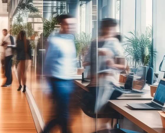 People walking in an office setting